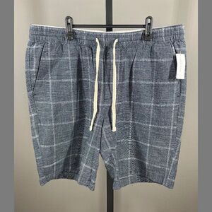NEW Banana Republic Shorts Mens Large blue plaid preppy pull on summer casual